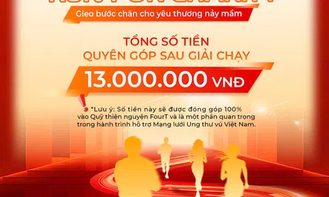 Giải chạy FourT 2025 quyên góp 13 triệu đồng ủng hộ bệnh nhân ung thư vú