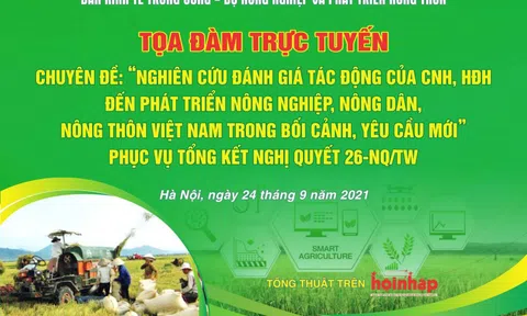 Hội thảo trực tuyến Chuyên đề: “Nghiên cứu đánh giá tác động của CNH, HĐH đến phát triển nông nghiệp, nông dân, nông thôn Việt Nam trong bối cảnh, yêu cầu mới”