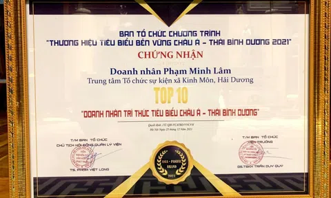 Doanh nhân Phạm Minh Lâm được tôn vinh doanh nhân vì cộng đồng Châu Á - Thái Bình Dương thịnh vượng
