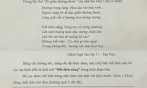 Lời giải đề Vẽ Kiến trúc 2025 gây sốt: Chuyển thơ Huy Cận thành tranh chì