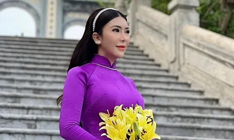 Hoa hậu Trần Thị Ái Loan khoe sắc trong tà áo dài sau đăng quang