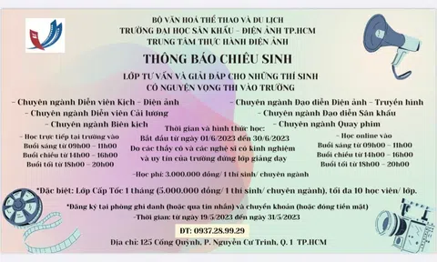 Trường Đại Học Sân Khấu Điện Ảnh TP.HCM mở lớp đào tạo cấp tốc.