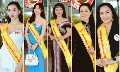 Dàn thí sinh Hoa hậu Doanh nhân Du lịch Việt Nam 2023 xuất hiện rạng rỡ tại sân bay Quốc tế Đà Nẵng