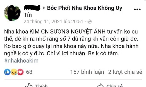 Khách hàng tố nha khoa Kim chất lượng khác xa quảng cáo