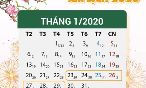 Lịch nghỉ Tết Nguyên đán Canh Tý 2020 chính thức chuẩn nhất