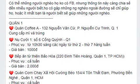 Tổng hợp những quán cơm miễn phí, quán cơm 2000đ ở TP HCM