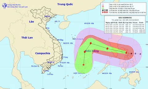Bão Kamuri đi vào Biển Đông, Bắc Bộ trời rét, Trung Bộ mưa dông rải rác, Tây Nguyên - Nam Bộ chiều tối mưa dông vài nơi