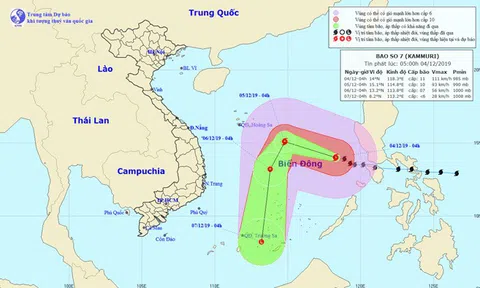 Bão số 7 hướng về Trường Sa, Bắc Bộ rét đậm, Trung Bộ có mưa vài nơi, Tây Nguyên - Nam Bộ ngày nắng, không có mưa