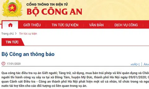 Bộ Công an thông tin việc phong tỏa tài khoản liên quan vụ án xảy ra tại xã Đồng Tâm