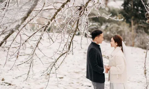 Cặp đôi Hà Nội lên Y Tý chụp ảnh cưới dưới cảnh tuyết rơi, băng giá kỳ ảo
