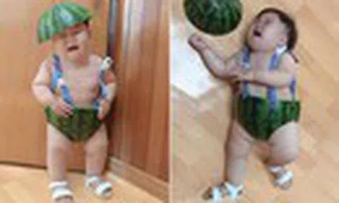 Nhóc tì sở hữu style dưa hấu khiến dân mạng chỉ muốn "rước về nuôi"