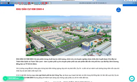 Bà Rịa - Vũng Tàu: Xôn xao thông tin dự án KDC Kim Dinh 4 “bán luá non”, CĐT Thiên Kiên Quốc bị tố “lừa đảo”?
