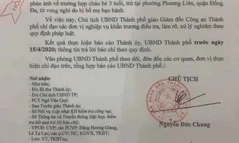 Chủ tịch UBND TP. Hà Nội chỉ đạo làm rõ vụ cháu bé 3 tuổi nghi vấn bị cha dượng và mẹ đẻ bạo hành đến tử vong