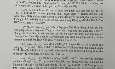 TP.HCM: Công ty Bình Minh bị chiếm giữ tài sản trái phép, cần sự vào cuộc của các cơ quan chức năng 