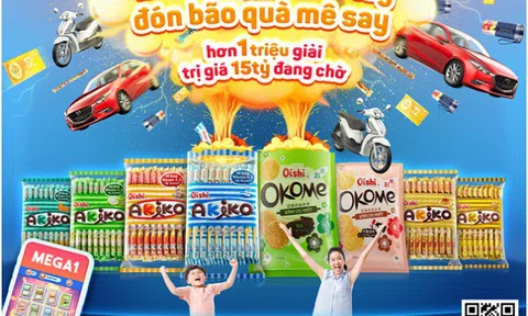 Oishi kết hợp Mega1 khuyến mãi cực khủng, bùng nổ quà tặng 15 tỷ với chương trình “Mua Oishi liền tay – Đón bão quà mê say”