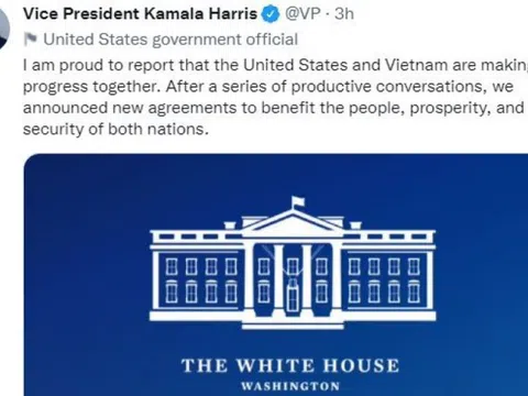 Phó Tổng thống Kamala Harris: Thỏa thuận Việt - Mỹ nhằm mang lại lợi ích cho người dân, sự thịnh vượng và an ninh cho cả hai quốc gia