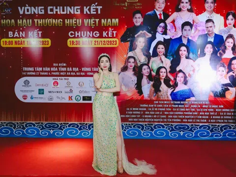 Á hoàng Võ Lý Sang ngồi ghế giám khảo chung kết Hoa hậu Thương hiệu Việt Nam 2023