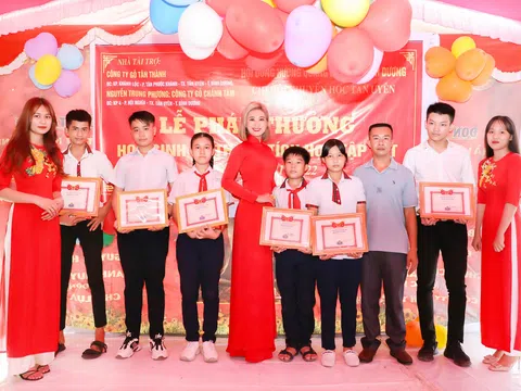 Hoa hậu thiện nguyện Trịnh Lan Trinh phát quà cho học sinh nghèo vượt khó tại Bình Dương