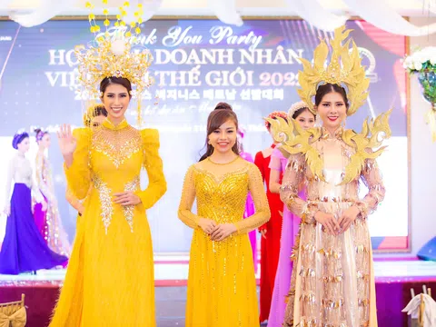 NTK Áo dài Nhung Cao mang BST “Hương sắc mùa thu” đến tiệc tri ân Hoa hậu Doanh nhân Việt Nam Thế giới 2022