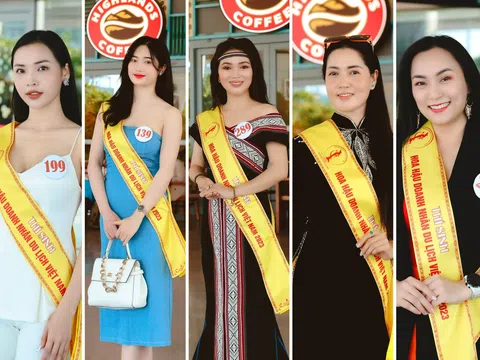 Dàn thí sinh Hoa hậu Doanh nhân Du lịch Việt Nam 2023 xuất hiện rạng rỡ tại sân bay Quốc tế Đà Nẵng