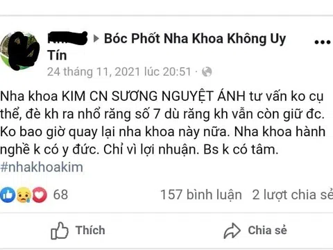 Khách hàng tố nha khoa Kim chất lượng khác xa quảng cáo